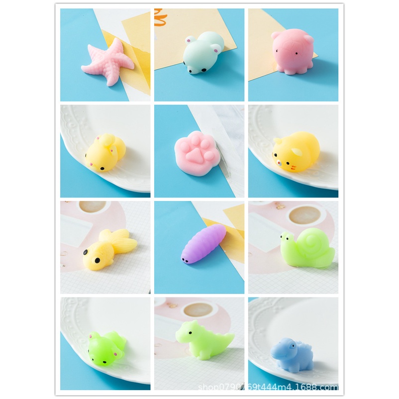 Mochi đồ chơi dễ thương, đồ chơi trẻ em bóp, nhồi hình con vật
