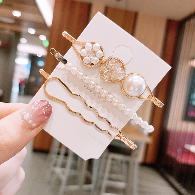 Set 3 kẹp tóc đính ngọc trai giả sang trọng cho nữ