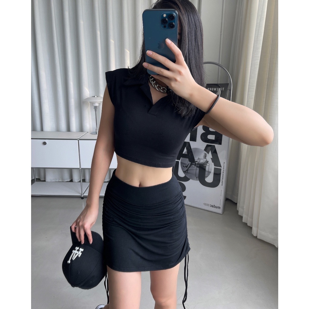 Chân váy rút dây 2 bên chất thun siêu co dãn