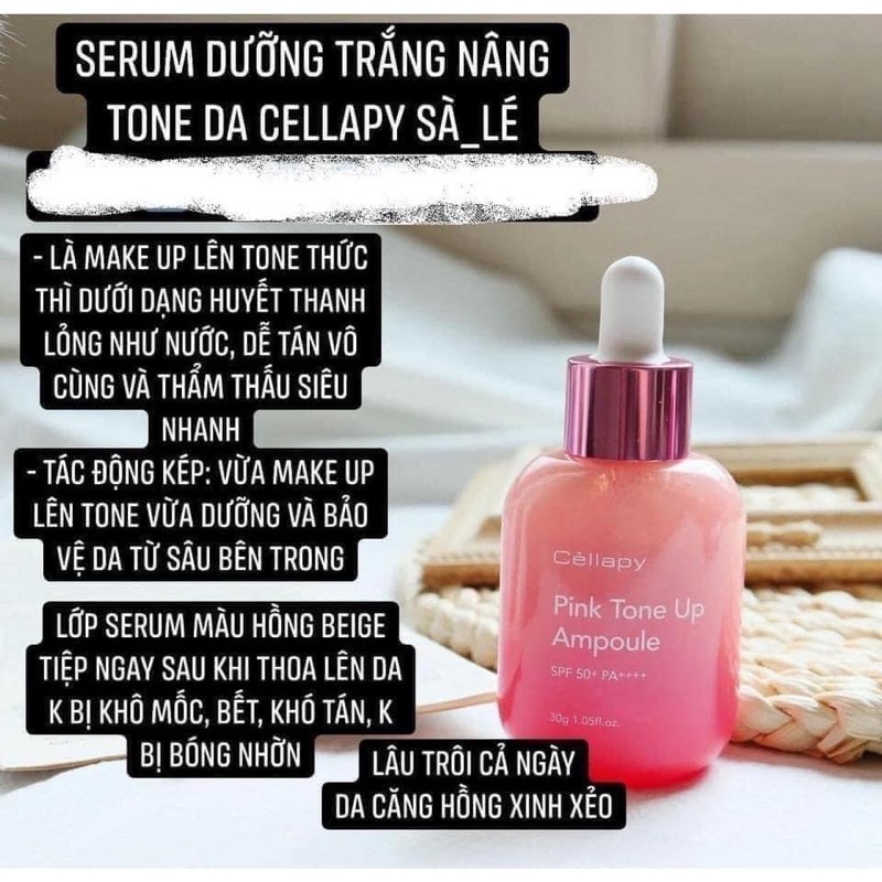 Tinh chất dưỡng trắng căng bóng nâng tông da CELLAPY PINK TONE UP AMPOULE