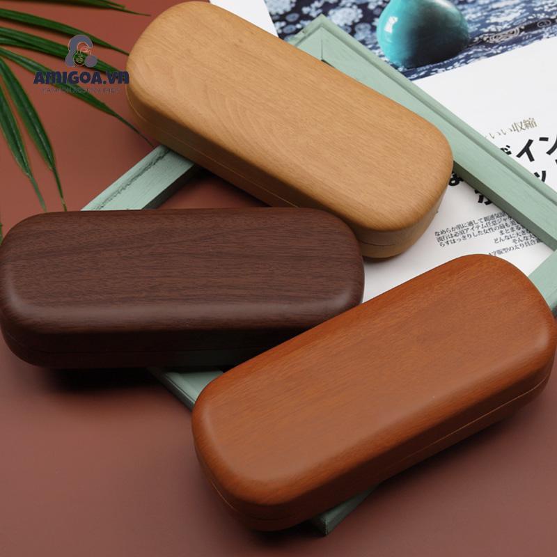 Hộp Đựng Mắt Kính Bằng Da Pu Vân Gỗ Thiết Kế Đơn Giản Thời Trang