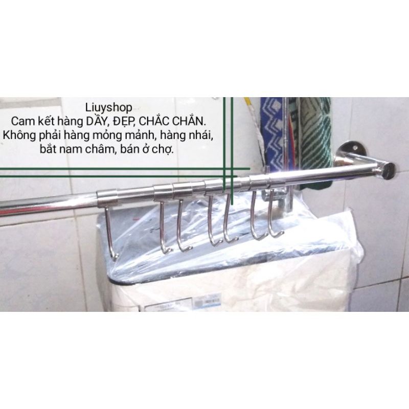 Thanh treo inox có móc di động, cố định. Móc treo chữ S, hình bướm