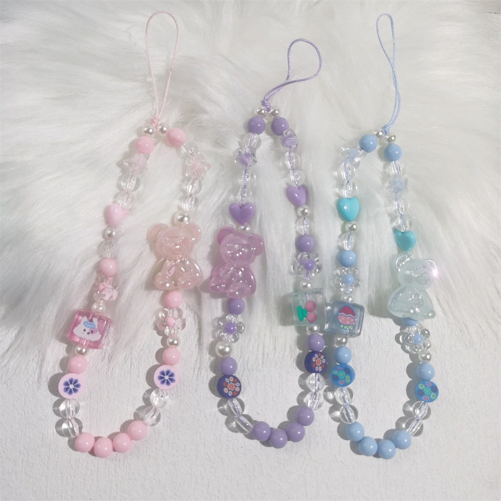 Dây Đeo Điện Thoại Bằng Acrylic Chống Thất Lạc Hình Gấu Dễ Thương Cho Charm L46-1 L46-2 L46-3