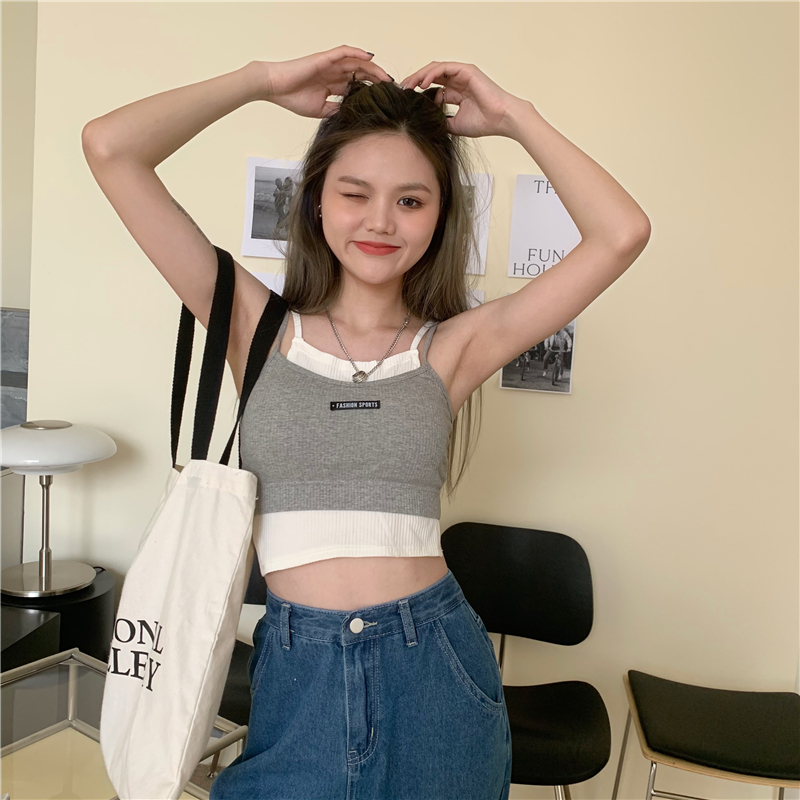 Áo không tay phối lớp cá tính trẻ trung 171833Áo hai dây phong cách Hàn quốc cho nữ | BigBuy360 - bigbuy360.vn