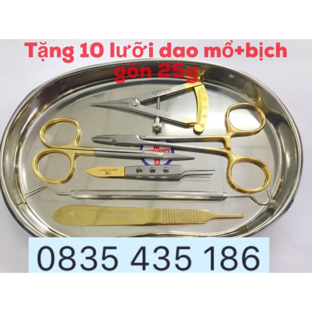 Bộ dụng cụ nhấn mí (tặng10 lưỡi dao mổ+bịch gòn 25g)