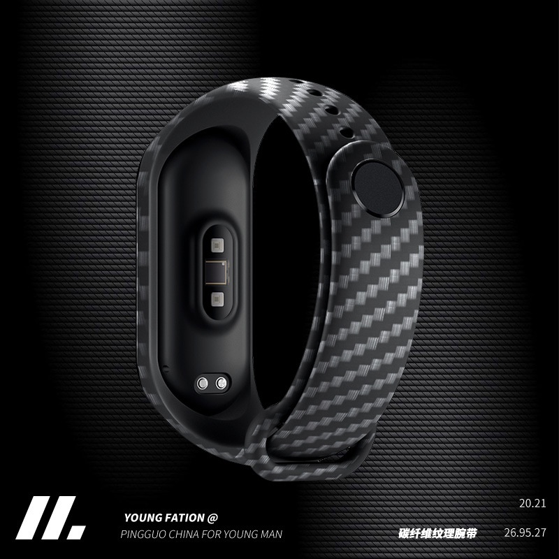 Dây Đeo Thay Thế Chất Liệu Silicon Họa Tiết Sợi carbon Cho xiaomi miband 3 4 5 6 5 6