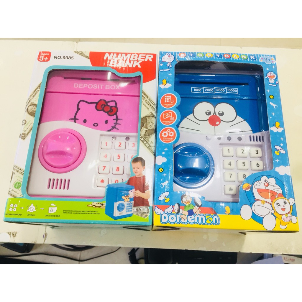 Két sắt mini Doremon ,Két sắt Hello Kitty, Món Quà Độc Đáo Cho Bé Kèm Pin