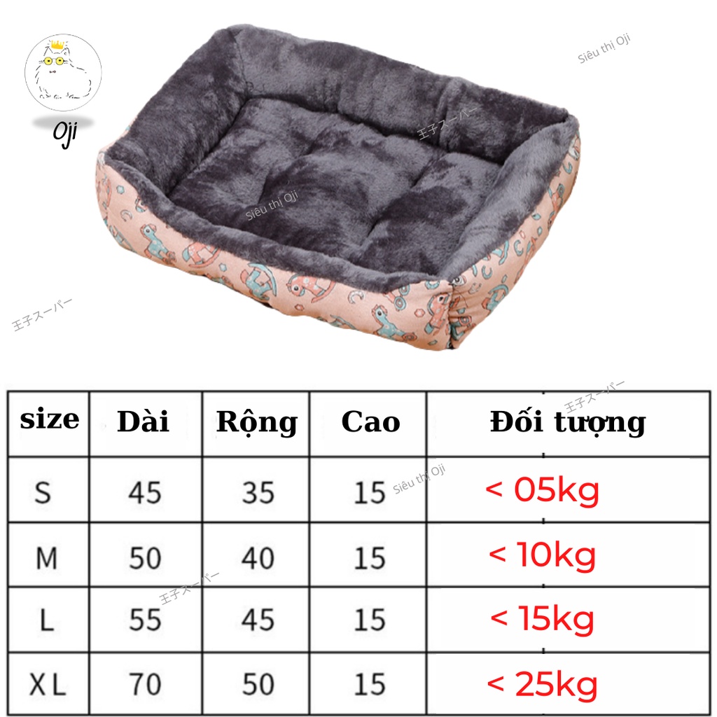 Đệm Ổ Nằm Cho Chó Mèo Cao Cấp, Lót Lông Ấm Áp,  Đủ Size