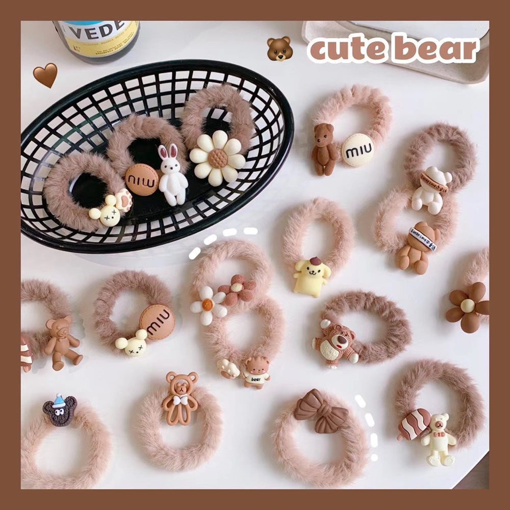Set 5 dây buộc tóc cao su đính gấu bông dễ thương
