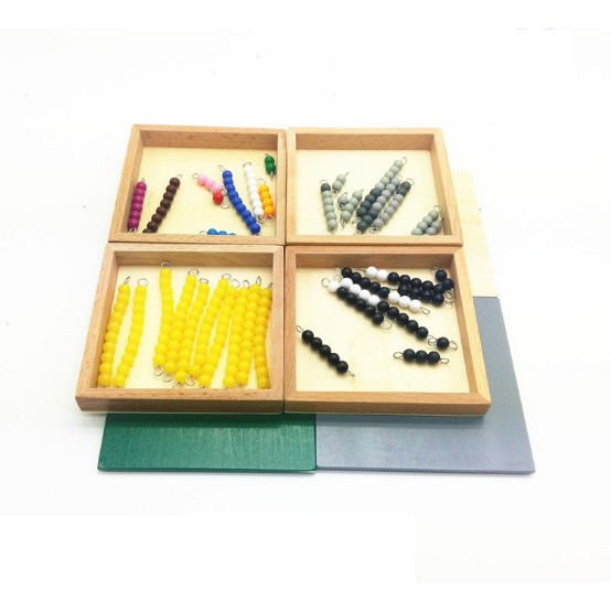 Giáo cụ Montessori - bộ hạt cườm kèm khay đựng chơi trò con rắn - Snake Game with 4 box