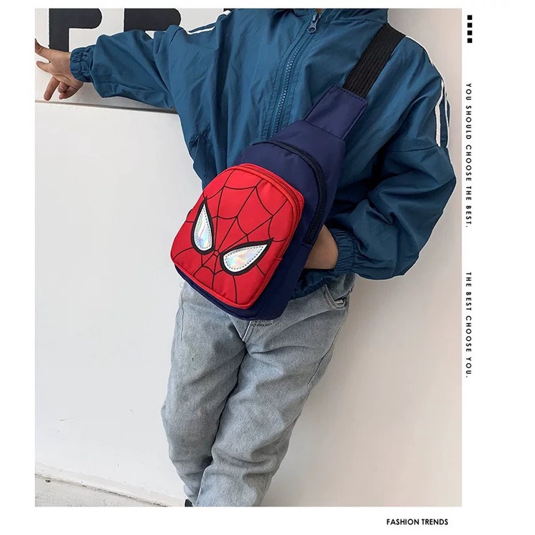 Túi xách đeo trước ngực cho bé, mẫu người nhện hot hit 2022 - Hàng Quảng Châu Cao Cấp (T06)