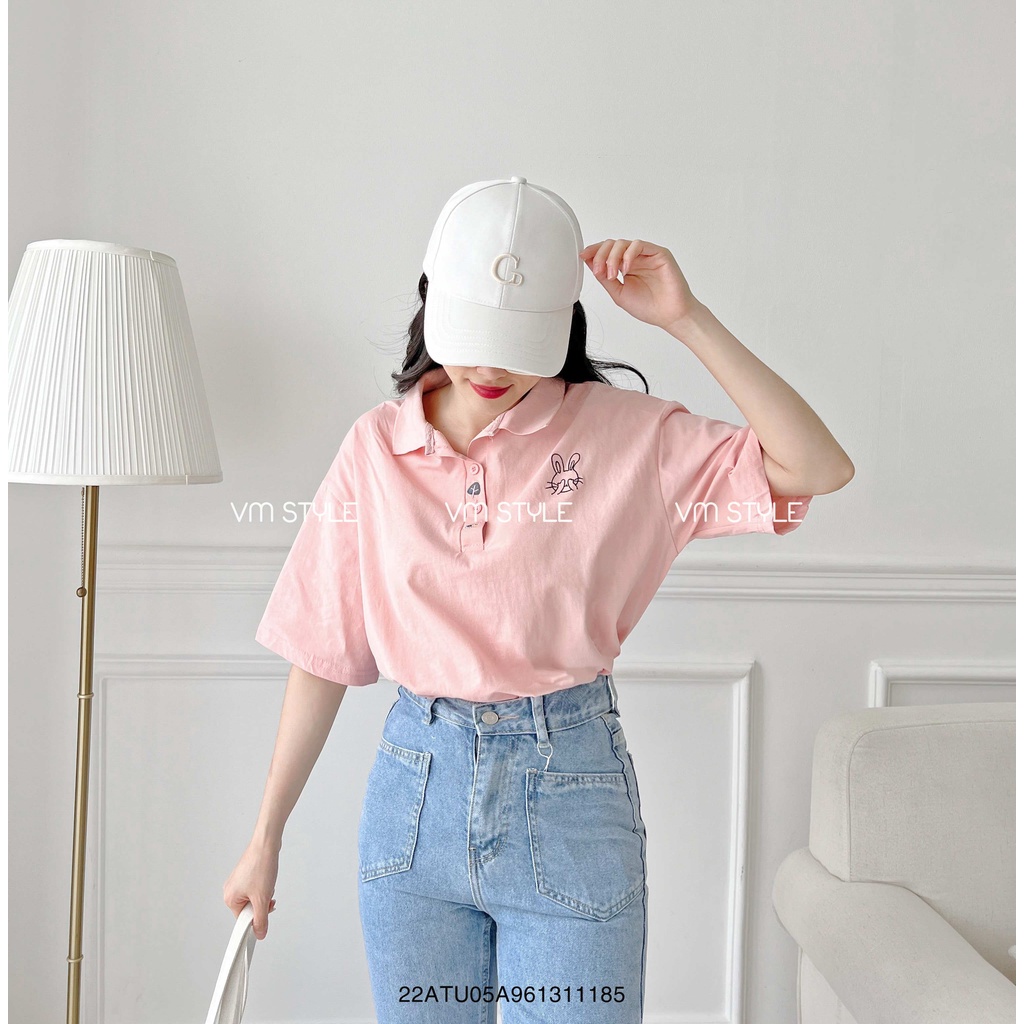 Áo thun VMSTYLE polo tay ngắn cổ bẻ thêu thỏ 976_ ATU00254