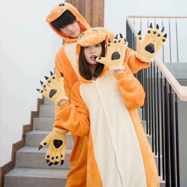 Bộ ngủ thú bông hình thằn lằn cam