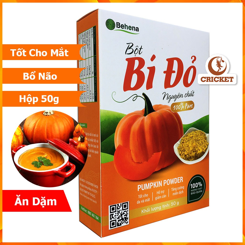 Bột Bí Đỏ Nguyên Chất Behena Bổ Não Tốt Cho Mắt - Hộp 50g