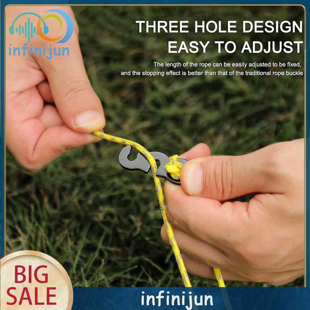 Bộ 10 Móc Khóa Dây Lều Cắm Trại Hình Chữ S Điều Chỉnh Được