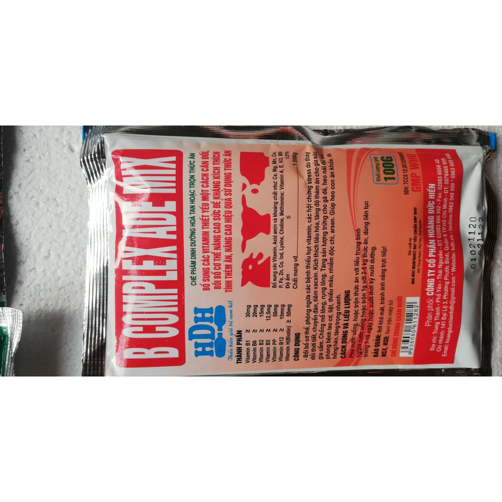 1 gói B COMPLEX ADE MIX 1kg/ Túi  BỔ SUNG CÁC VITAMIN, KÍCH THÍCH TÍNH THÈM ĂN