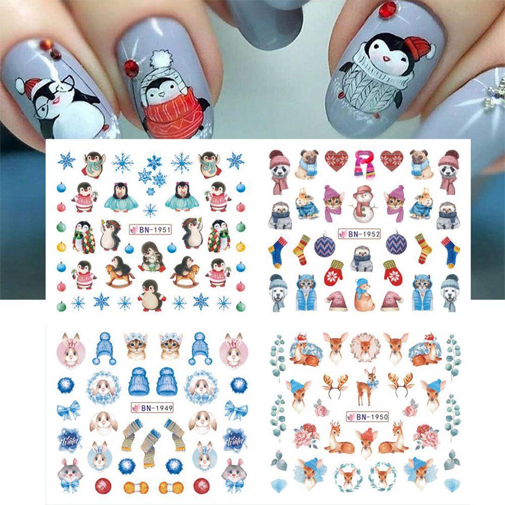 Set 12 Miếng Dán Trang Trí Móng Tay Chủ Đề Giáng Sinh