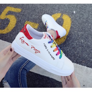 Giày sneaker nữ mới dây 7 màu tặng kèm dây trắng