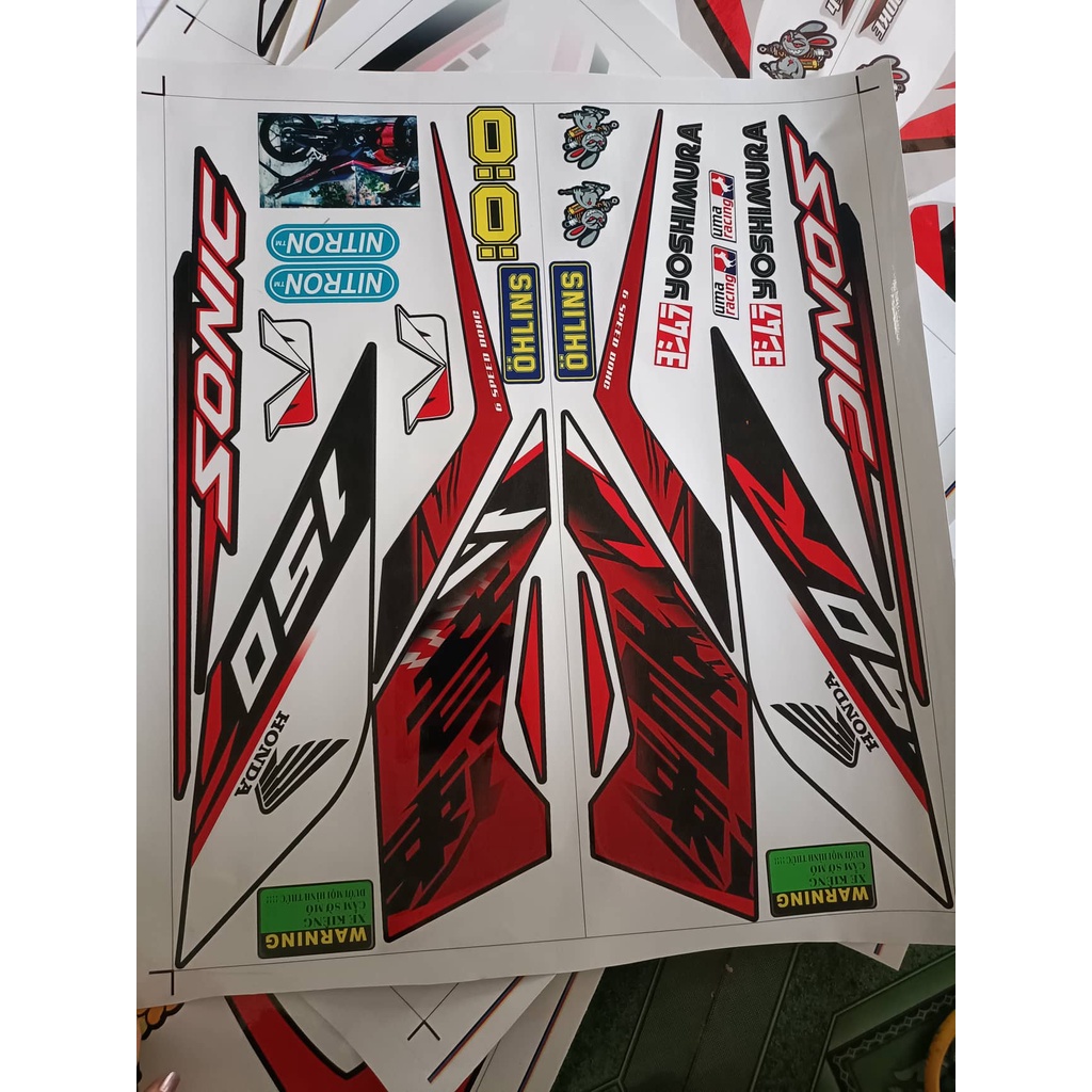 Tem rời sonic 150R đỏ đen chữ tàu ẩn