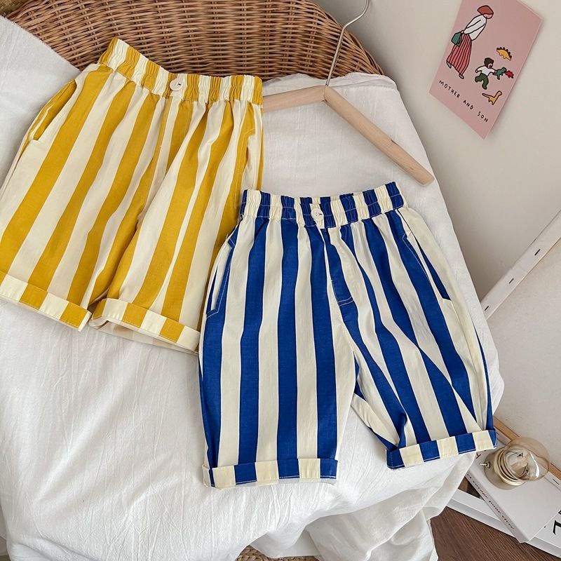 [Babycat Hàng Có Sẵn Quần Short Mỏng Kẻ Sọc Phong Cách Hàn Quốc Thời Trang Mùa Hè Hàng Mới 2022 Dành Cho Bé Trai