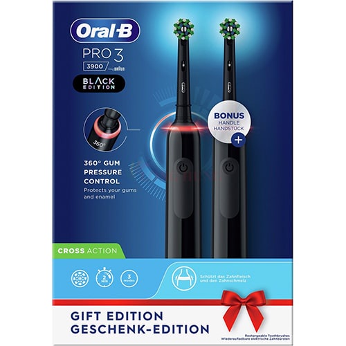 Bàn chải điện Oral-B Pro 3 3900 CrossAction (Set 2 cái) - Hàng nhập khẩu