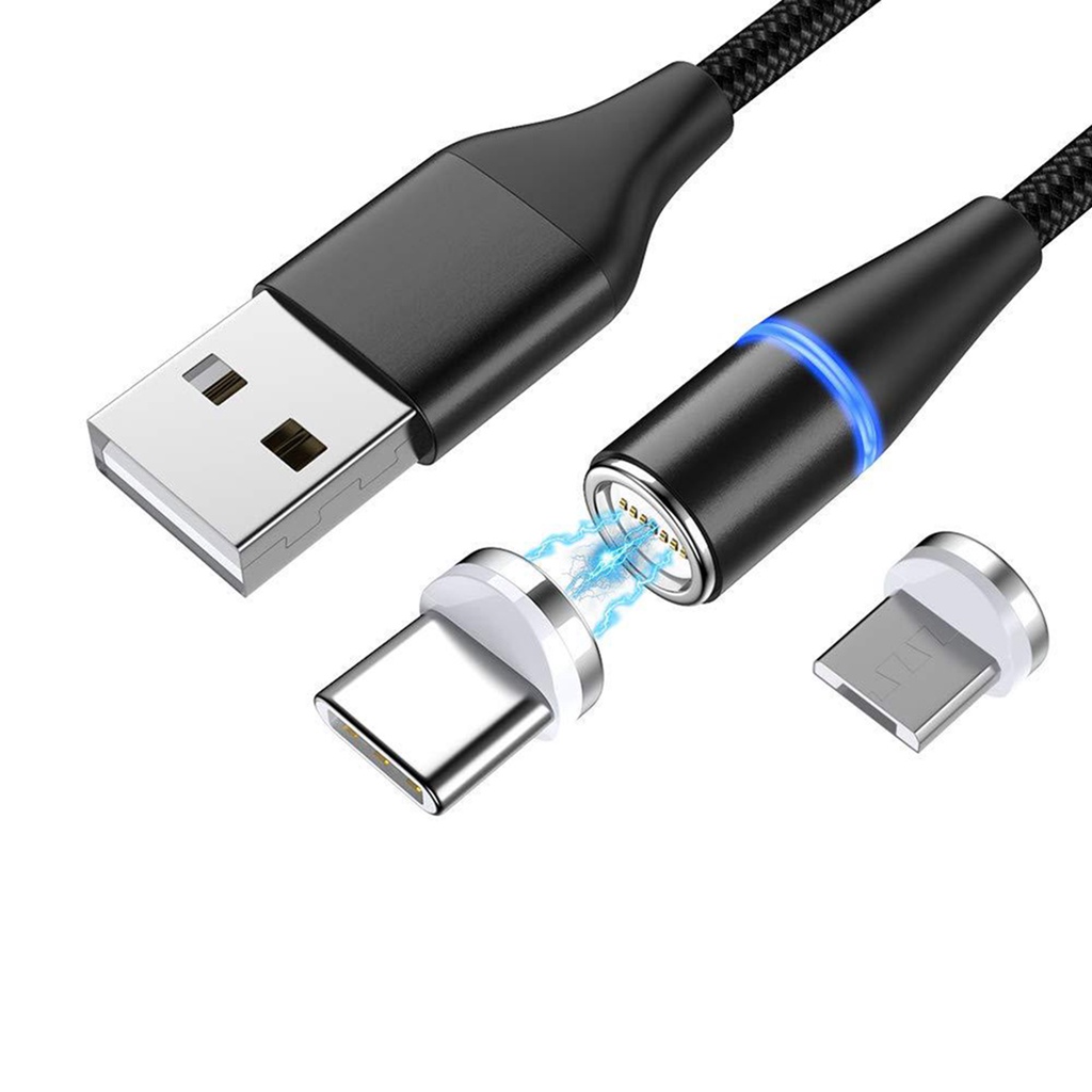 Dây cáp sạc nhanh nam châm Micro Usb Type-C Qc 3.0 1/2m chất lượng cao/ Đầu nối