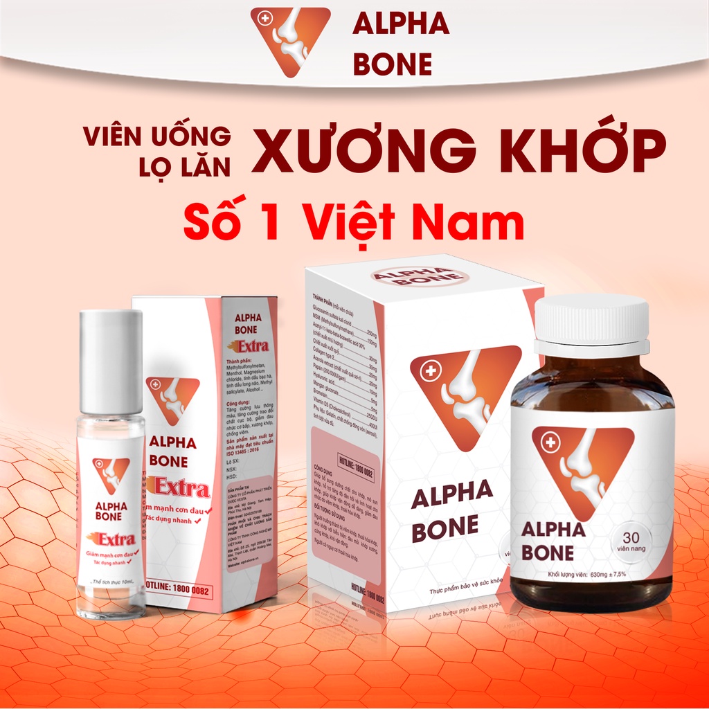 Viên uống khớp Alpha Bone giúp bổ sung dưỡng chất cho khớp, giảm đau nhức, viêm khớp, thoái hóa khớp - Hộp 30 viên
