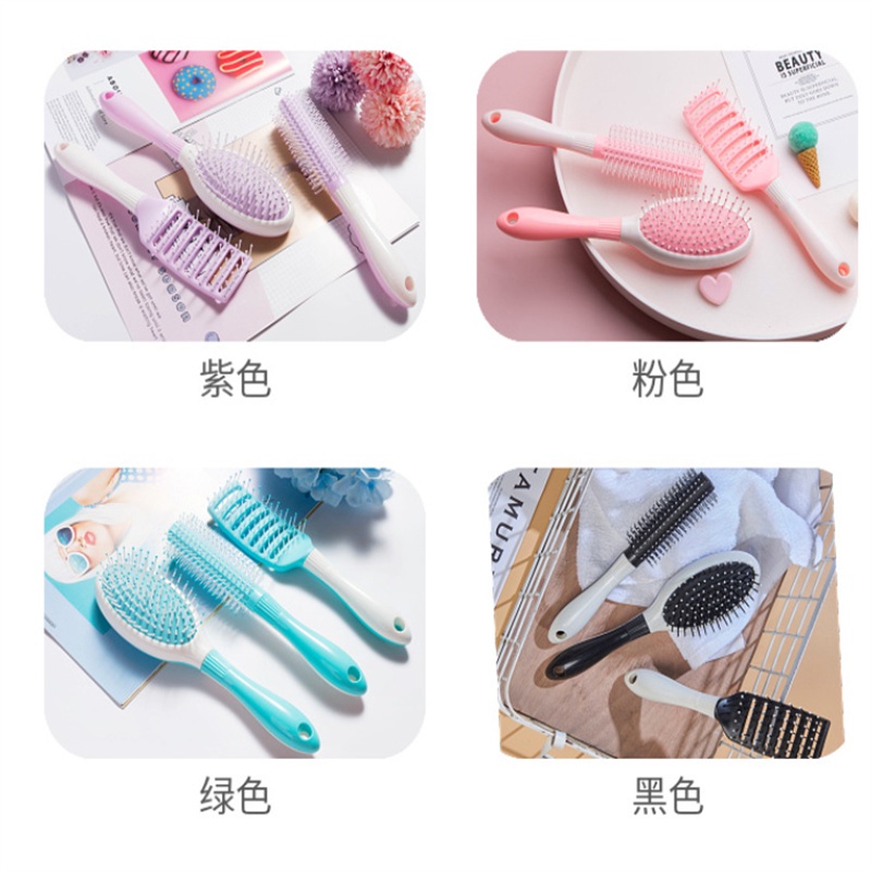Lược Chải Tóc Xoăn Dài Bằng Nhựa Có Túi Khí Mát Xa Màu Hồng Dễ Thương Nhật Bản Và Hàn Quốc