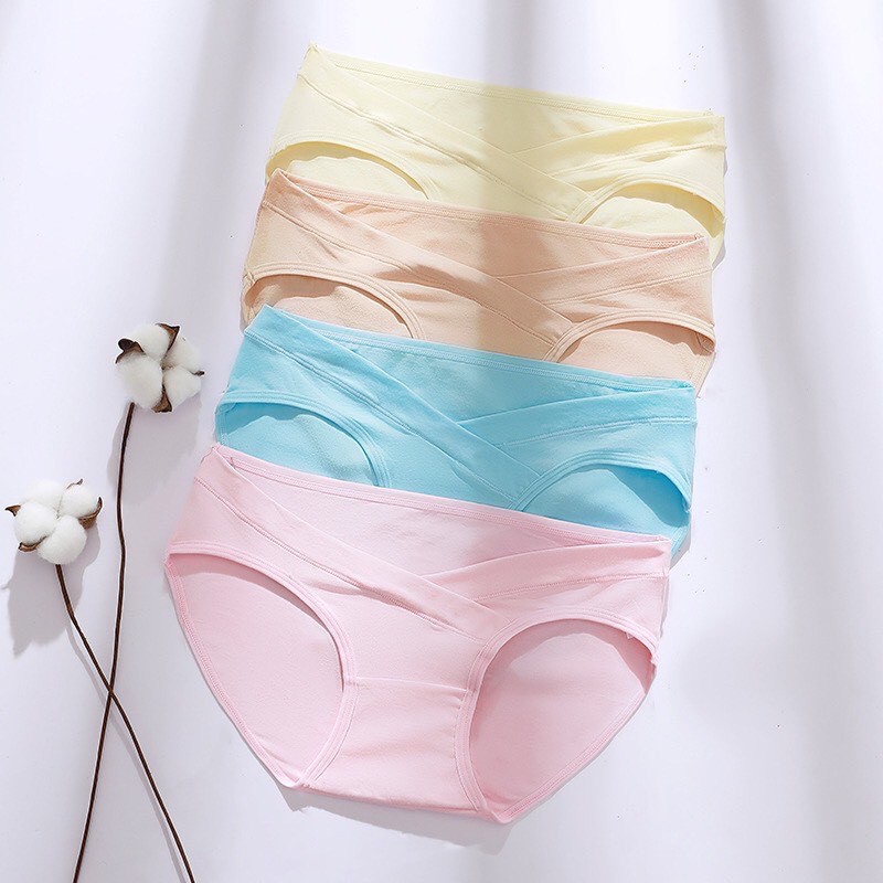 Đồ Lót Bầu - Quần lót bầu cạp chéo túi zip chất cotton cao cấp co giãn kháng khuẩn an toàn cho mẹ bầu và sau sinh QL9005