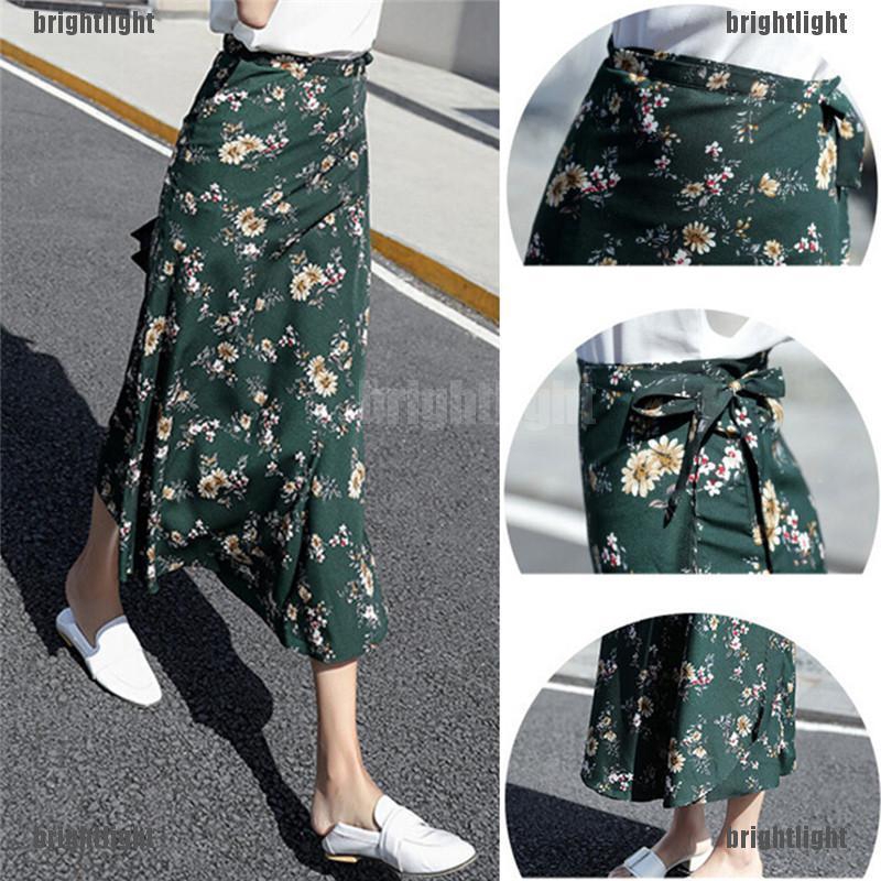 Chân Váy Lưng Cao Hoạ Tiết Hoa Phong Cách Bohomian