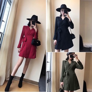 Đầm tay dài đắp chéo