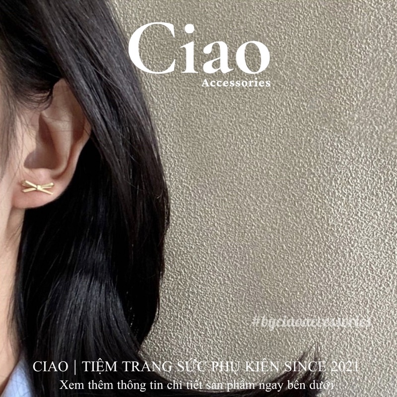 [HOẢ TỐC 1H] Khuyên tai/ Bông tai mạ bạc S925 thiết kế hình thắt nơ đơn giản trendy Bow Ribbons Ciao