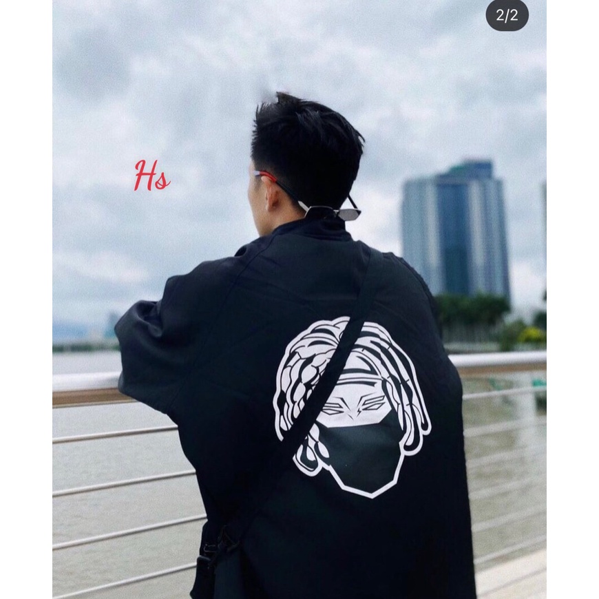 Siêu Phẩm Áo Khoác Gió In Hình Street Gang Đeo Khẩu Trang Chất Liệu Gió Dù Hot Trend