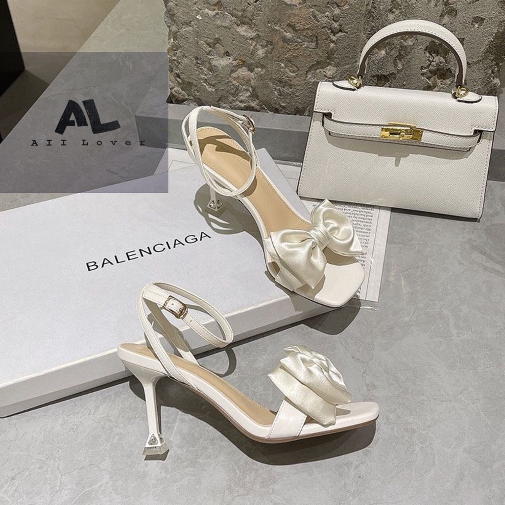 CAO GÓT ALI LOVER - SANDAL NỮ QUAI NGANG ĐÍNH NƠ - GIÀY THỜI TRANG MŨI VUÔNG 9 PHÂN - GIÀY CAO GÓT QUAI CÀI - AG220732