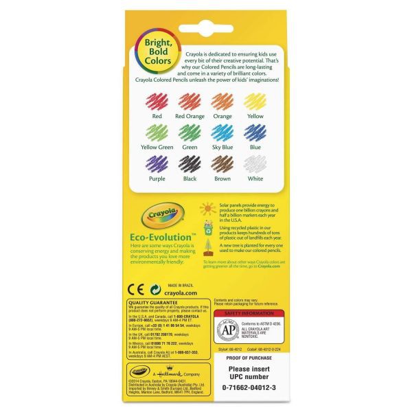 Bút chì 12 màu dạng dài CRAYOLA 684012