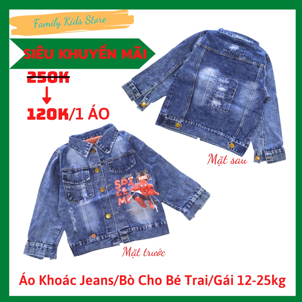 Áo khoác jeans/bò chất đẹp cho bé trai/gái 12-20kg