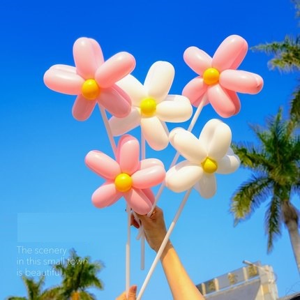 Set 6 Que Cắm Bong Bóng 100 Ngày Hình Hoa Cúc Nhiều Màu Sắc Dùng Trang Trí Tiệc Cưới / Sinh Nhật