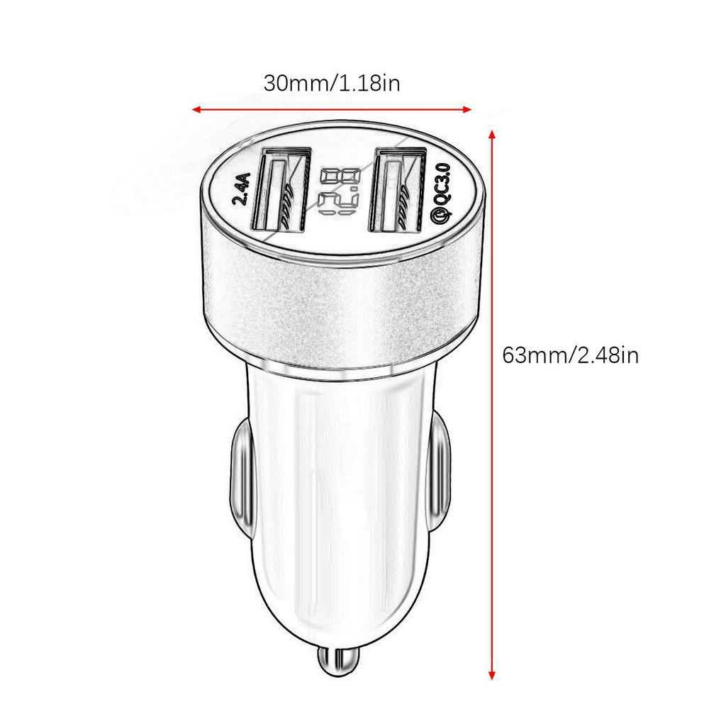 Tẩu sạc xe hơi USB kép nhỏ gọn có màn hình hiển thị LED