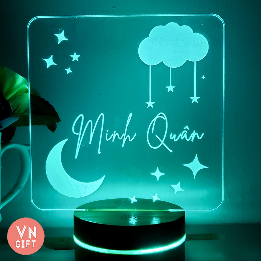 Đèn led 3D khắc tên  tên theo yc size 15cm 20 cm 25 cm có điều khiển từ xa,đèn 16 màu BH 3 tháng toàn quốc