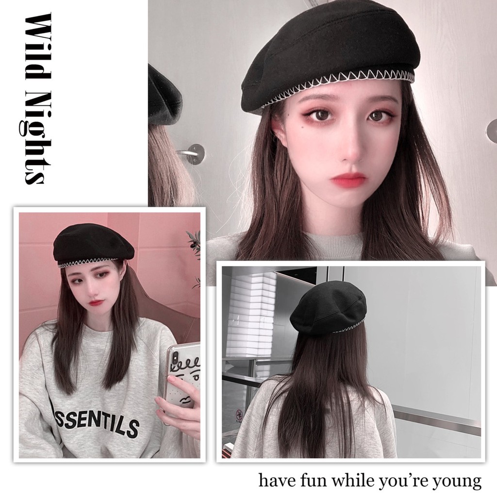 Nón beret viền bo chỉ độc đáo phong cách Retro