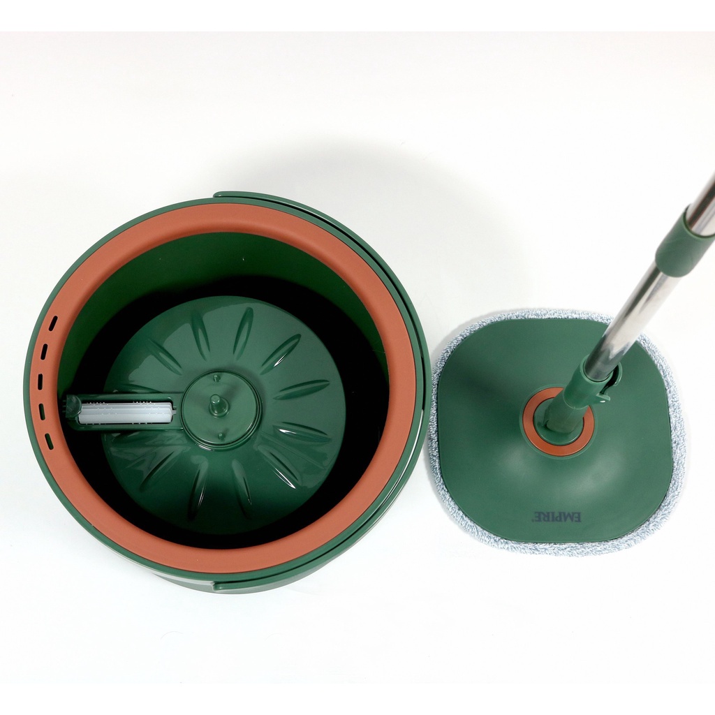 Đánh Sạch Vết Bẩn  Cây, Chổi Lau Nhà Thông Minh EMPIRE Xoay 360 Độ - Miếng Lau Tròn Siêu Thấm Chất Bẩn