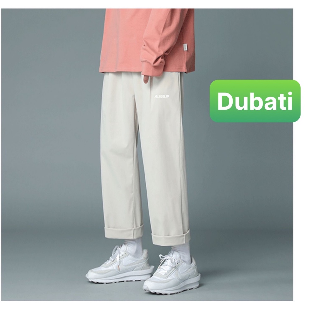 Quần baggy nam nữ Unisex ống rộng in chữ AUSSUP - Kiểu quần Kaki Nam Nữ Ống Suông Basic Unisex hot trend - Dubati fashon
