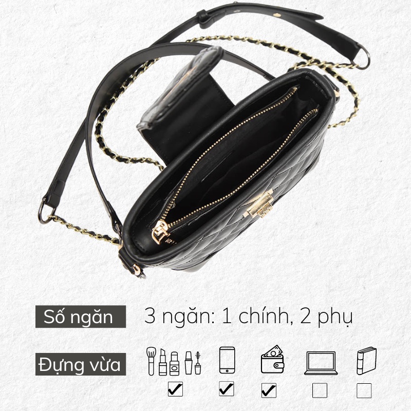 Túi xách đeo chéo nữ Micocah vuông trám xích công sở Hàn Quốc EL006 TINA SHOP