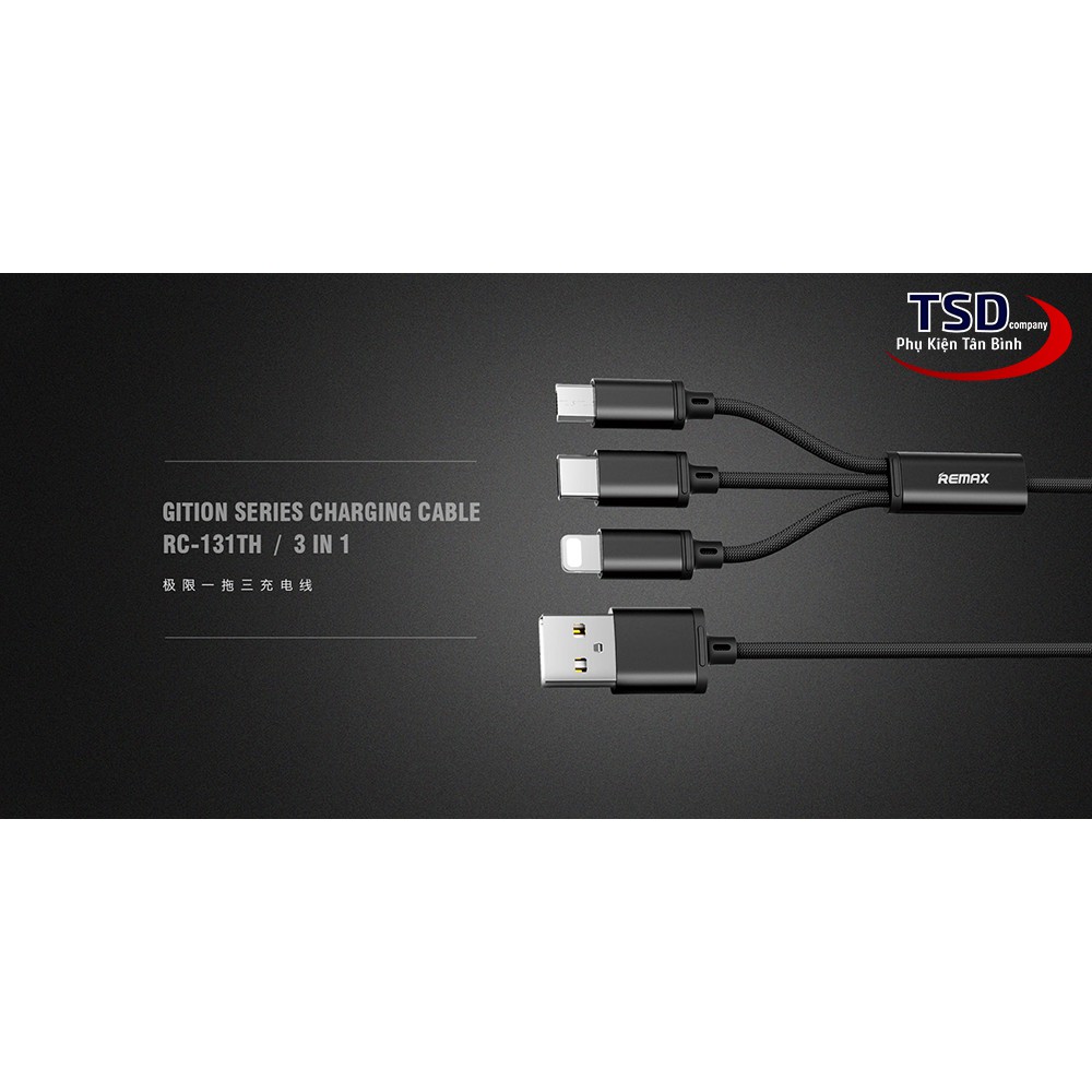 Cáp 3 Đầu Remax RC-131TH Chính Hãng ( Lightning - Micro USB - Type C )