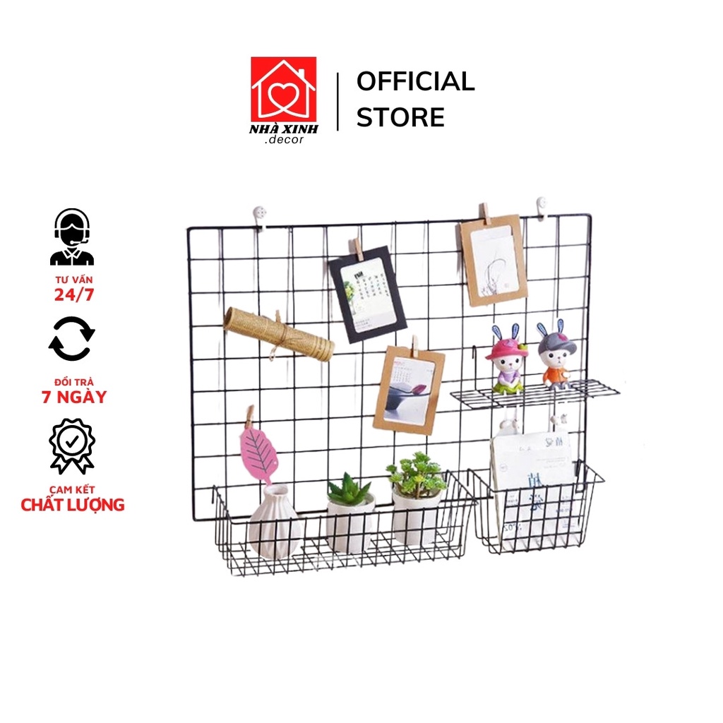 Khung Lưới Thép Trang Trí Phòng Ngủ Tấm Lưới Decor Góc Học Tập Quán Cafe Siêu Xinh - Tặng Kèm Đinh Treo
