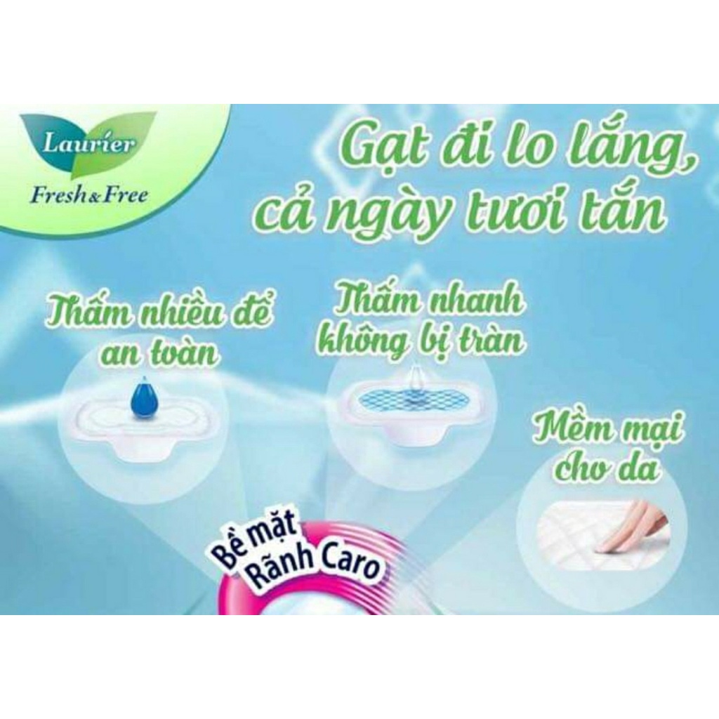 ( combo 2) Băng vệ sinh laurier fresh&amp;free siêu mỏng 20 miếng tặng 3 miếng ban đêm/ tặng 7 miếng cùng loại