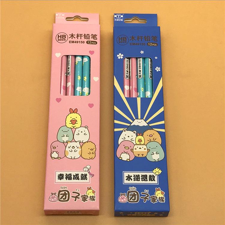 Bút Chì Gỗ Đầu Cao Su Thân Gỗ Tròn In Hình Sumikkogurashi
