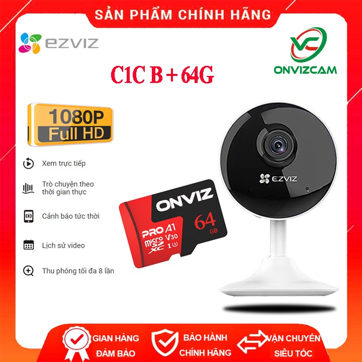 Camera wifi đa năng Ezviz C1C B 2MP 1080p/ Thẻ nhớ ONVIZ PRO A1 32/64GB - Hàng chính hãng