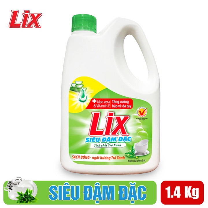 Nước rửa chén Lix siêu đậm đặc trà xanh 1.4Kg (NT140)