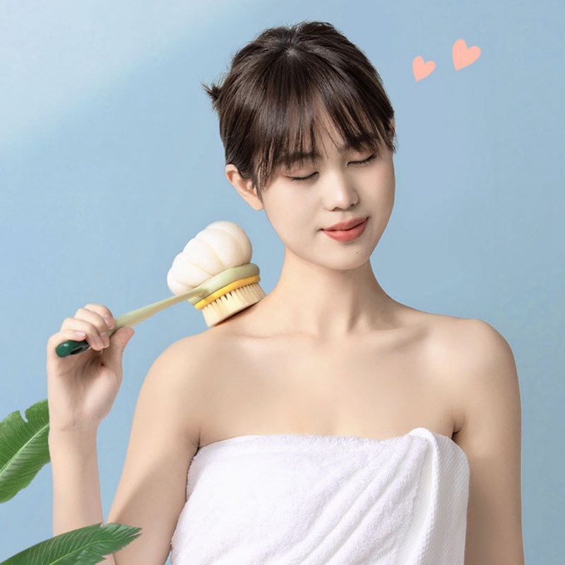 Cây Bông Tắm Chà Lưng BÍ NGÔ Cán Dài Lông Mềm Đa Năng Cho Người Lớn